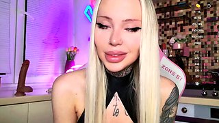 Blonde with big boobs fucked from behind before tit wanking