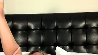A super sexy blonde with big boobs and masturbating with a v