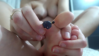 Giantess Stepmom Puts Tiny Stepson Between Her Toes as Punishment Then Glues Him to the Soles of Her Feet and Cleans His Toes