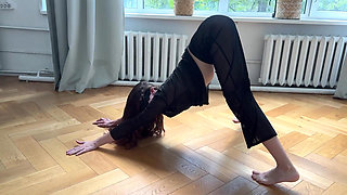 Sexy Stretching in Transparent Clothes