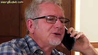 Bushy 21yo cutie pussypounded by DILF