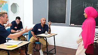 Three men takingturns fucking Teacher Kiki Calis tight pussy