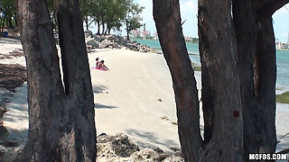 Pervs on Patrol - Latina Missy Mart Seduces a Lucky Hiker for a Hot Topless Beach 3some Session