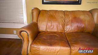 Sweet Blonde Darrhani Deep Throats Big Cock Until Cumshot in Mouth