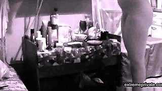 spy cam- naked stepmother puts on make up