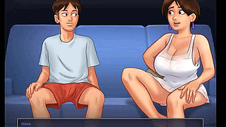 Summertime saga: horny MILF got caught masturbating on the sofa ep 152