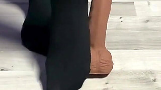 Sexy Dominatrix in Nylon Pantyhose Is Trampling Your Cock