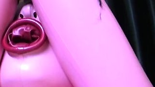 Fetish schoolgirls in latex using bdsm toys