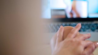 Shaved pussy blonde Tasha Reign with big boobs goes solo