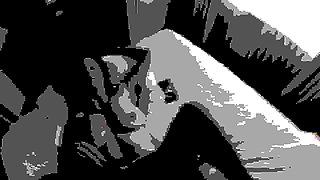 A super sexy brunette massages her big boobs