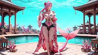 Pink Mermaid Queen! Private Gaze in the Underwater Palace, from Deep Sea Dreams to Beach Climax.