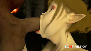 Dungeon Domination: Orc Breaks Elven Girl with Rough Assfuck & Cum