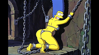 Slut in Chains Takes His Cum. Erotic Fantasy. Cartoon Parody of the Simpsons