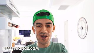 Reality kings - Blondie Fesser takes manage and rails her stepson\u2019s face & sausage like a pro