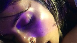 Two wet naked amateur babes having lesbian sex in the shower