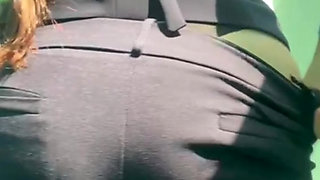 Beautiful big ass secretary in thong takes off all her uniform and masturbates in the office until she comes