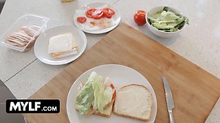 Huge boner punishment for Tara Ashley for making a bad sandwich - mylf