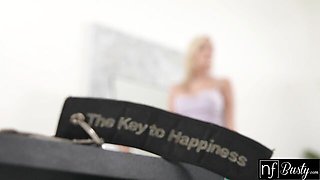 Blonde in panties makes him earn her pussy