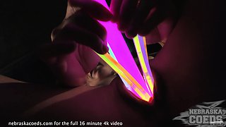Glowstick Gaping Her Pussy with Closeups