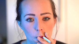 Sensual Close up Smoking with Petite Girl