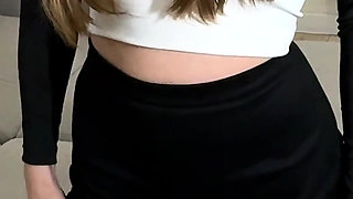 She Came in an Innocent Skirt, but Under It There Was a Hot Secret - an Anal Plug Deep in the Ass