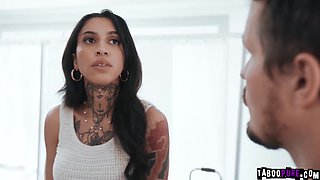Tattooed Wife Fucks Doc for Creampie