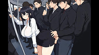 Anime public bus threesome sex