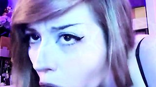emo girl gags on cock (LOTS OF DROOL/SPIT)