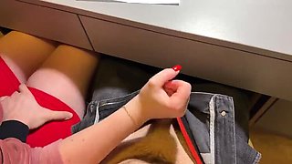Schoolgirl Handjob Under Desk in Math Class - Teen Marshmellow Sweet POV 4k