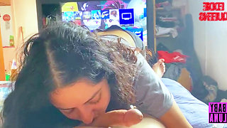 Argentinian slut BabyLuna939 sucks my dick, jerks off my tits until I run out of milk and takes it all Part 1