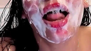 As I Swallow Your Cock, My Mouth Gets Wet and Semen Explodes on My Face