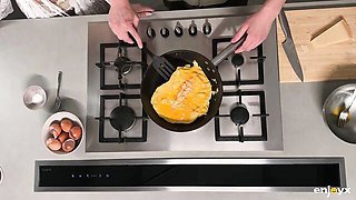 Redhead Clemence Audiard Slobbers on Her Latin Date's Cock Then Gets Rough Fucked in the Kitchen