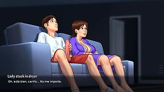 Stepmom Caught Me Masturbating and Then Masturbates Next to Me - Summertime Saga