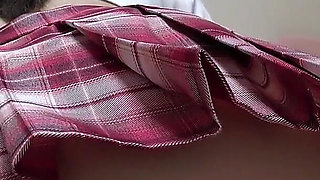 Thong Panties Wedgie Pussy Room Cleaning, Nice Body Girl Wearing No Bra Mini Skirt Student Uniform in Apartment in Japan