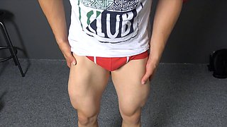 Hot Czech Muscle Boy Flexing and Teasing in Briefs