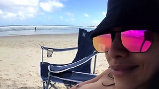 First-time Nudist Hesitates to Undress on Beach