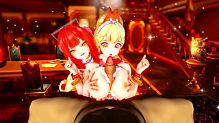 Zenless Zone Zero - FFM Yuzuha and Alice Swap Cock and Take Turns Riding - 3D Hentai Animations
