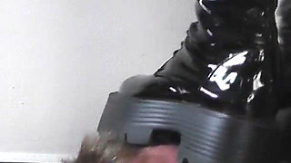 Mistress Cleo Stomps on Slave's Head Hard