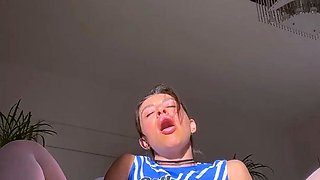Estephania Ha Drills Her Nerdy Cunt With Transparent Dildo