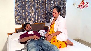The female doctor took good care of the patient's penis.
