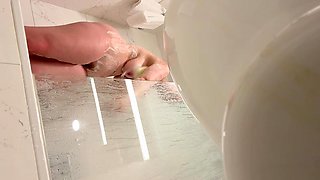 Blonde Babe Showers on cam (fake) Pt 1.