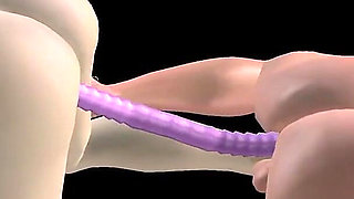 Animated 3D Porn - Beautiful Girl and Asian Man Double Dildo Doggy While Man Stroking