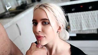 Cfnm blonde babe jerking off a cock