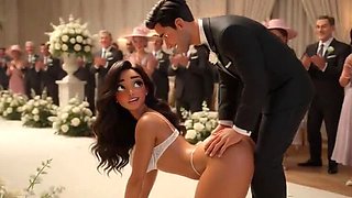 Cuckold Husband Watches Wedding Guests Touch Bride on All Fours – AI Hentai 3D Cartoon