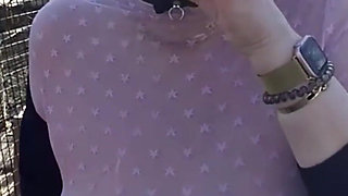 Small Café on the Terrace with a Transparent Top and a Mini Skirt No Panties