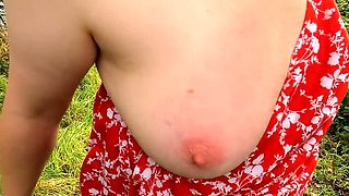 Busty German Babe Gets Her Tits Slapped Hard in Public Field