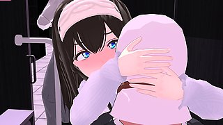 Fumika Sagisawa relieves her sexual urges in the toilet