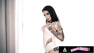 BURNING ANGEL - Famous Goth Pornstar Joanna Angel Gets Rough DP In Interracial Gangbang - Isiah Maxwell