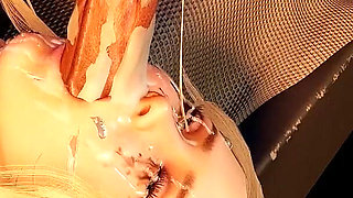BDSM Bondage 3D Porn - Busty Blonde Deepthroat Facefuck