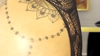 Riding My Dildo in a Black Lace Bodysuit